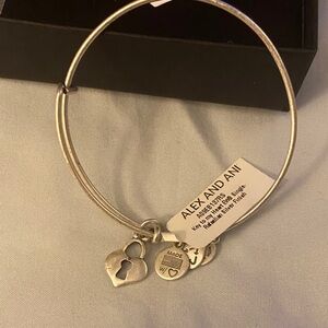 Alex and Ani Silver Key Heart Charm Bracelet
